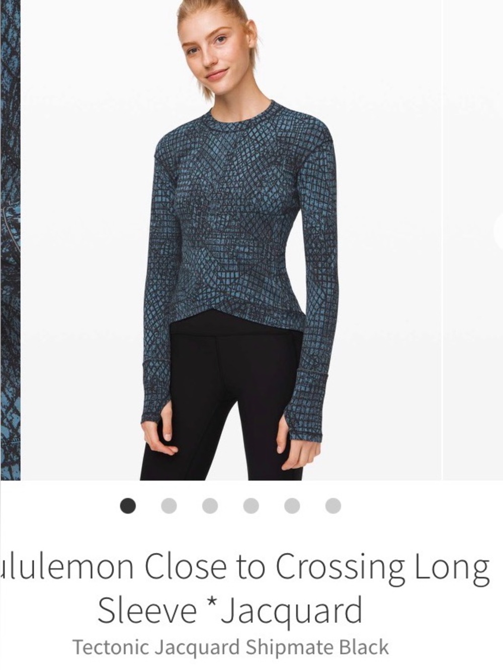 Lululemon Medium Close To Crossing Long Sleeve Tectonic Jacquard Shipmate Black